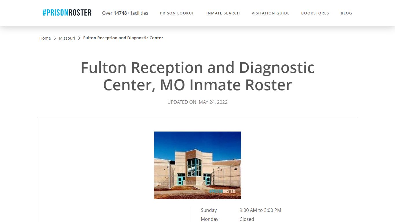 Fulton Reception and Diagnostic Center, MO Inmate Roster