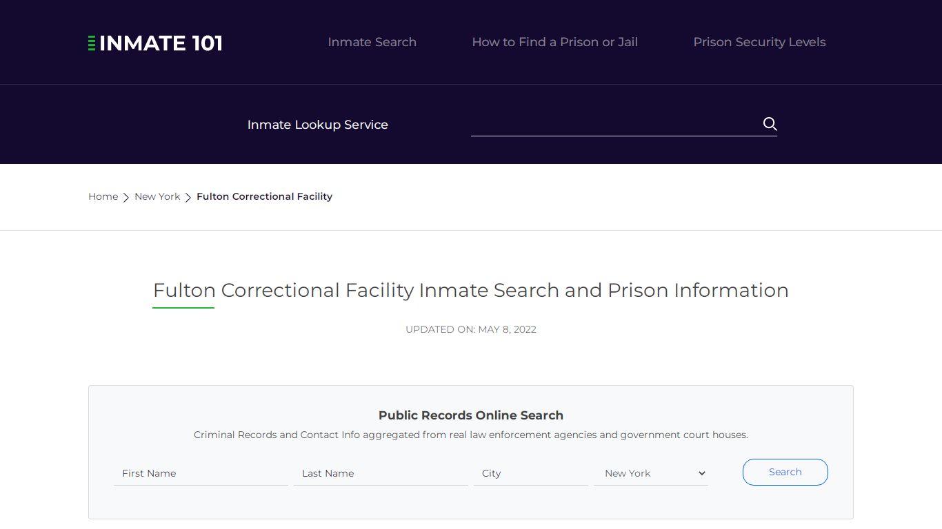 Fulton Correctional Facility Inmate Search and Prison ...